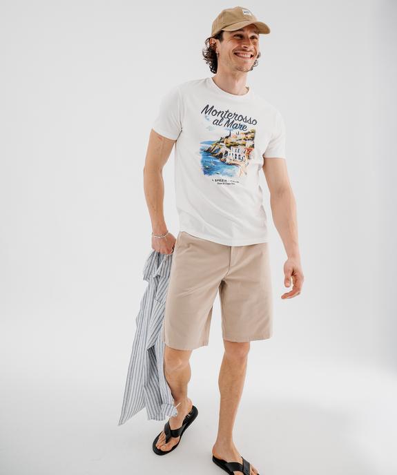 Tee-shirt manches courtes en jersey de coton imprimé homme vue5 - GEMO 4G HOMME - GEMO