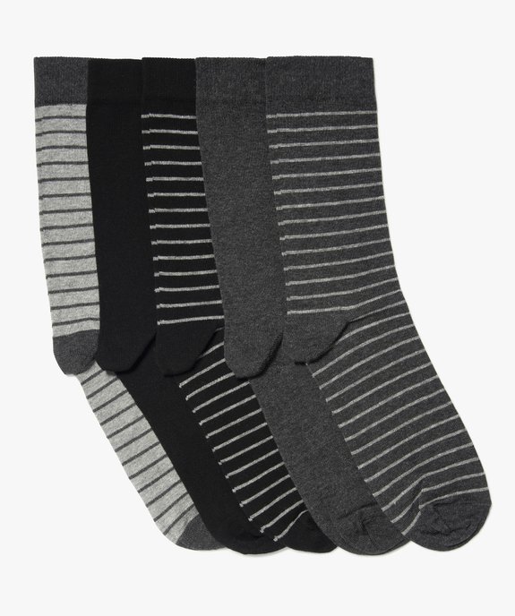 Chaussettes homme tige haute à rayures (lot de 5) vue1 - GEMO 4G HOMME - GEMO
