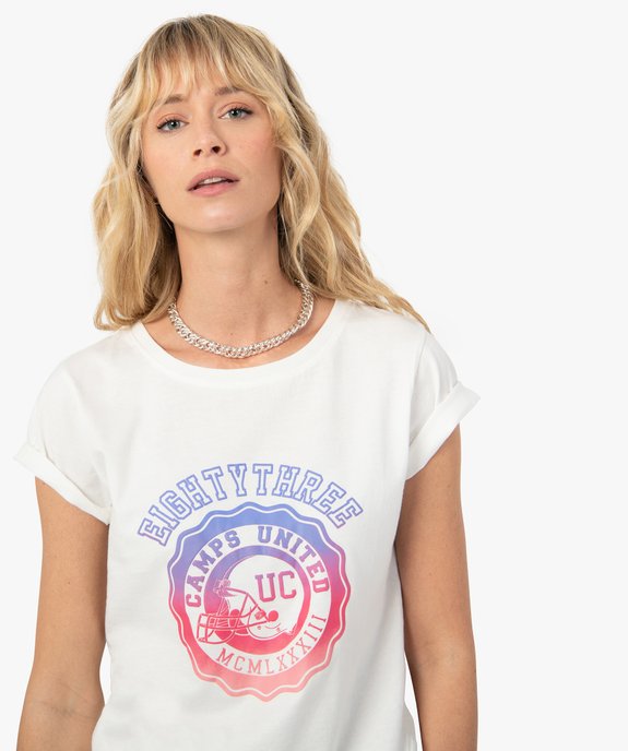Tee-shirt femme à manches courtes avec motif – Camps United vue2 - CAMPS UNITED - GEMO