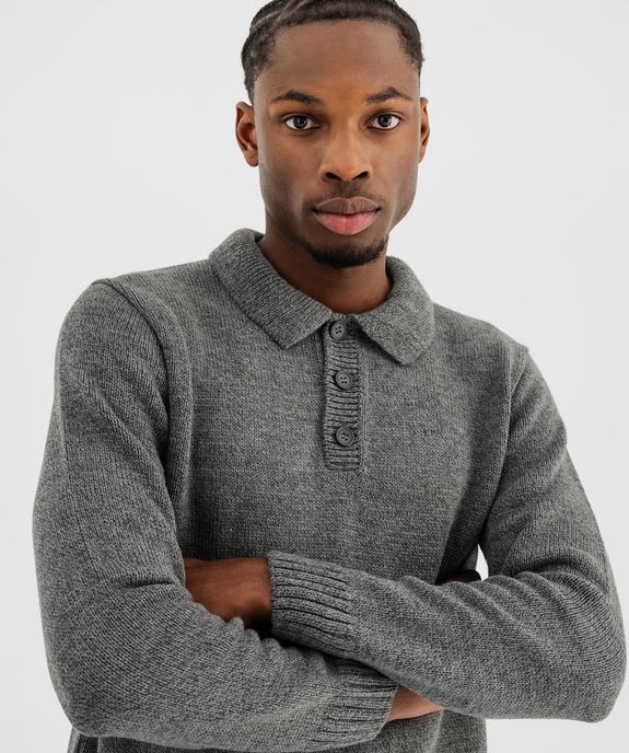 Pull en maille à col polo homme vue2 - GEMO (HOMME) - GEMO