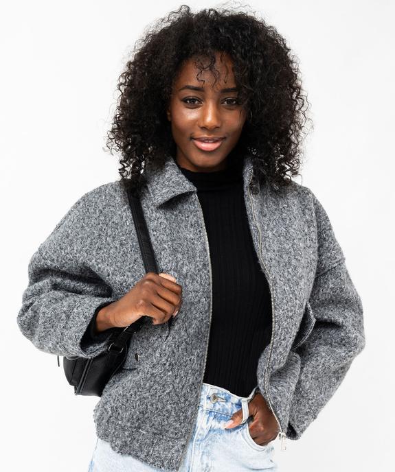 Blouson en maille bouclette chinée femme vue2 - GEMO 4G FEMME - GEMO