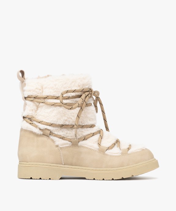 Boots fille fourrées au dessus duveteux à zip et lacets à nouer vue2 - LOVELY WINGS GEMO FOR GOOD - GEMO