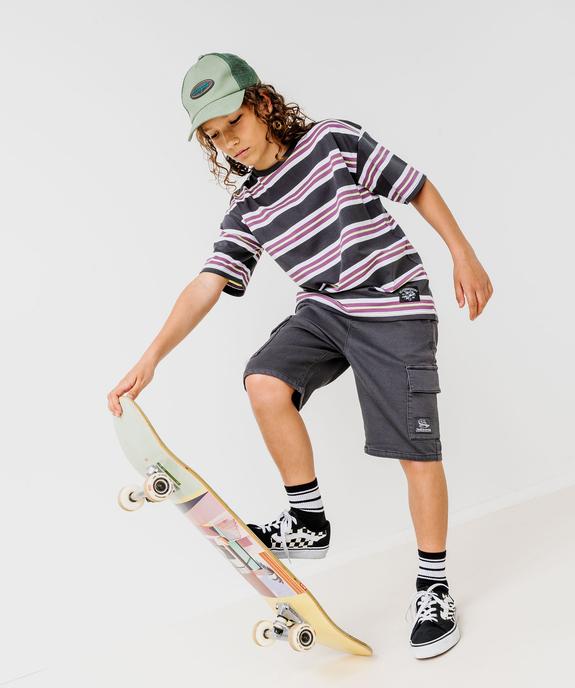 Tee-shirt rayé style skater garçon vue6 - GEMO (JUNIOR) - GEMO