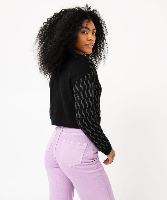 Pull court à torsades pailletées femme vue3 - GEMO(FEMME PAP) - GEMO
