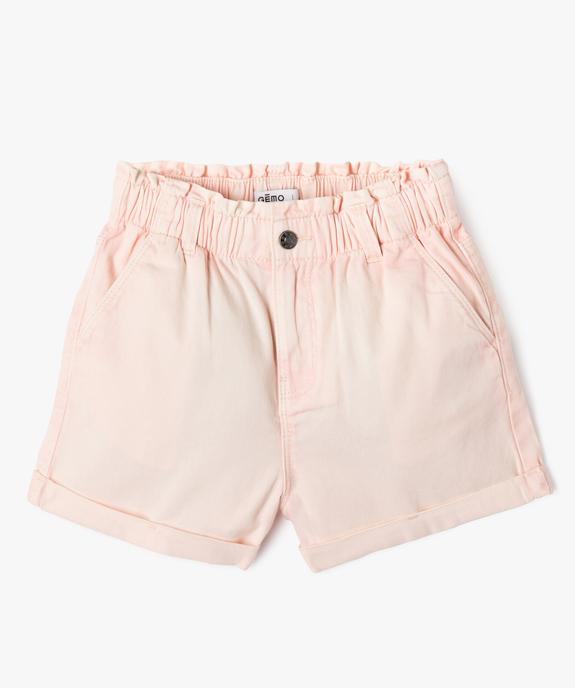 Short en toile taille haute avec ceinture élastique fille vue1 - GEMO 4G FILLE - GEMO