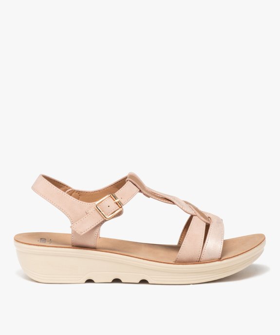 Sandales salomés à talon compensé femme vue1 - GEMO (CONFORT) - GEMO