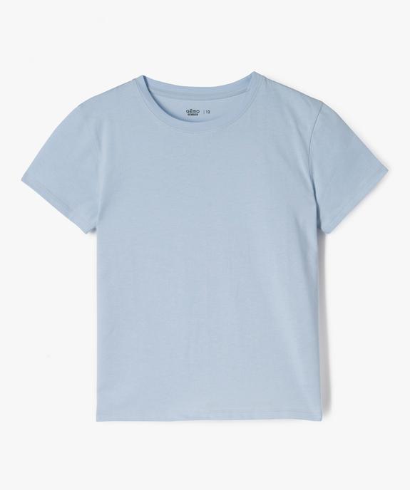 Tee-shirt à manches courtes et col rond fille vue1 - GEMO (JUNIOR) - GEMO