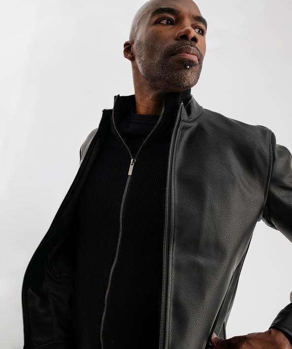Blouson en cuir imitation fermeture zippée homme vue6 - GEMO (HOMME) - GEMO