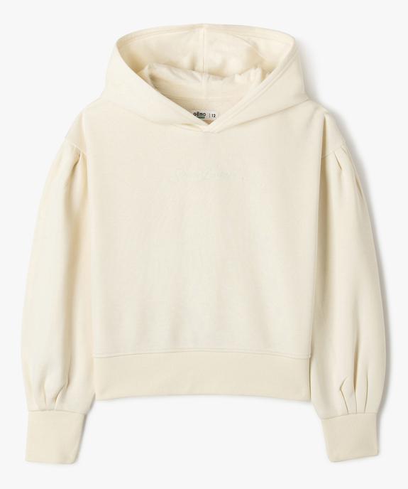 Sweat court à capuche avec manches extra larges fille vue1 - GEMO 4G FILLE - GEMO