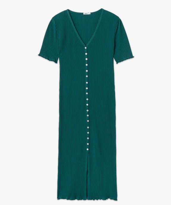 Robe chemise femme en maille côtelée et manches courtes vue4 - GEMO(FEMME PAP) - GEMO