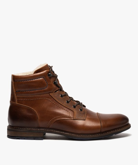Boots homme à lacets dessus cuir intérieur chaud - Tanéo vue1 - TANEO - GEMO