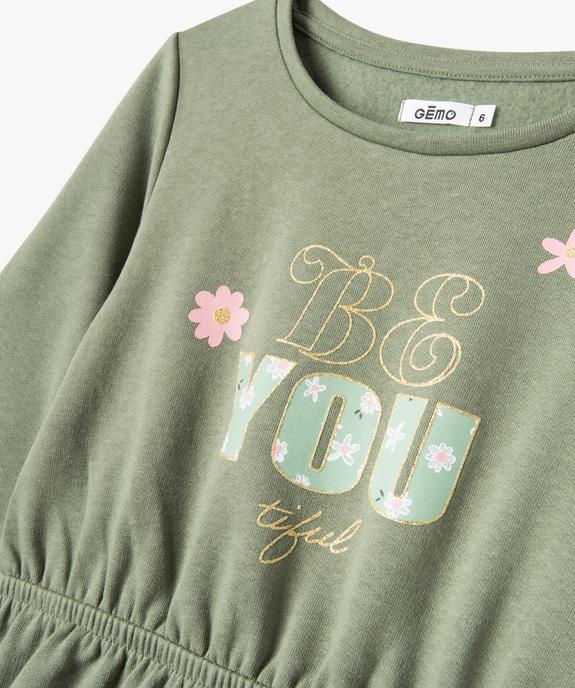 Robe sweat à manches longues avec motif pailleté fille vue2 - GEMO (ENFANT) - GEMO