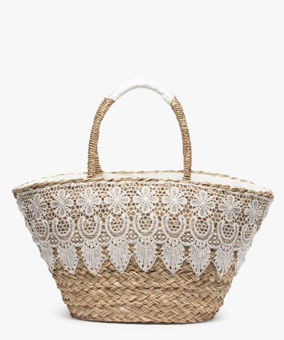 Sac femme en paille avec empiècement dentelle vue1 - GEMO (ACCESS) - GEMO