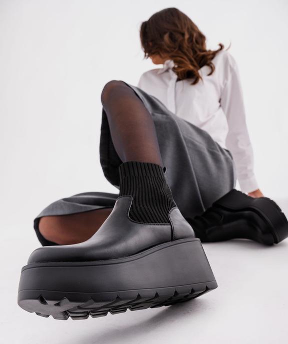 Boots avec tige chaussette et semelle plateforme femme - 5 Miles vue1 - 5 MILES - GEMO