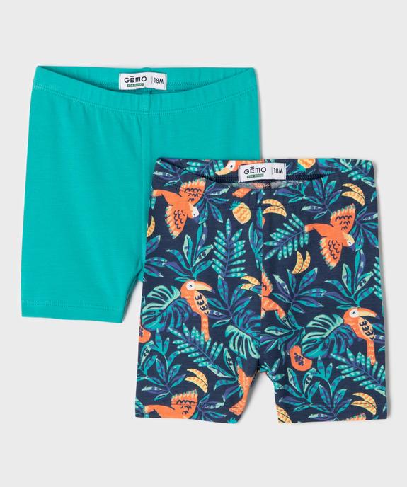 Leggings short court en coton stretch bébé fille (lot de 2) vue1 - GEMO 4G BEBE - GEMO