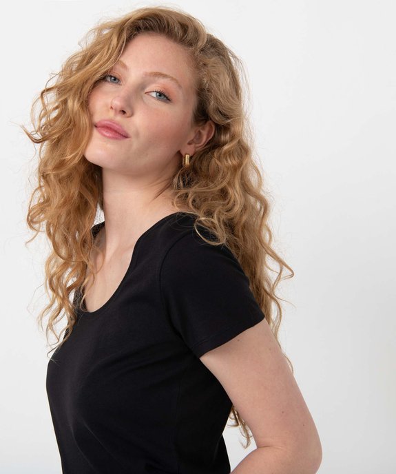 Tee-shirt femme uni à col rond et manches courtes vue2 - GEMO(FEMME PAP) - GEMO