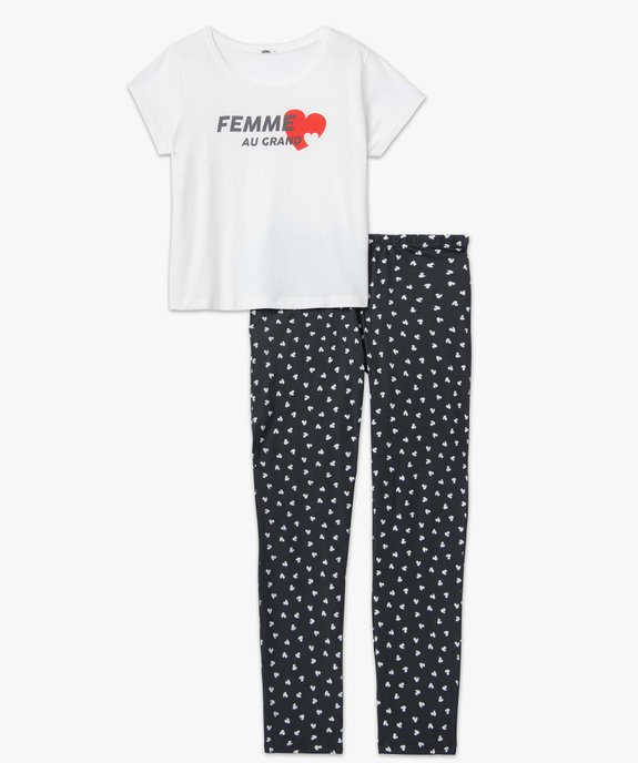 Pyjama femme bicolores avec motifs coeurs vue4 - GEMO(HOMWR FEM) - GEMO