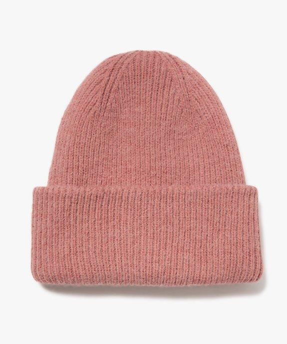 Bonnet en maille avec large revers femme vue1 - GEMO 4G FEMME - GEMO