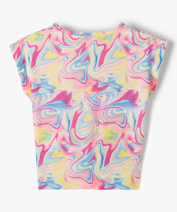 Tee-shirt fille large et noué dans le bas à manches très courtes et  vue3 - GEMO (ENFANT) - GEMO