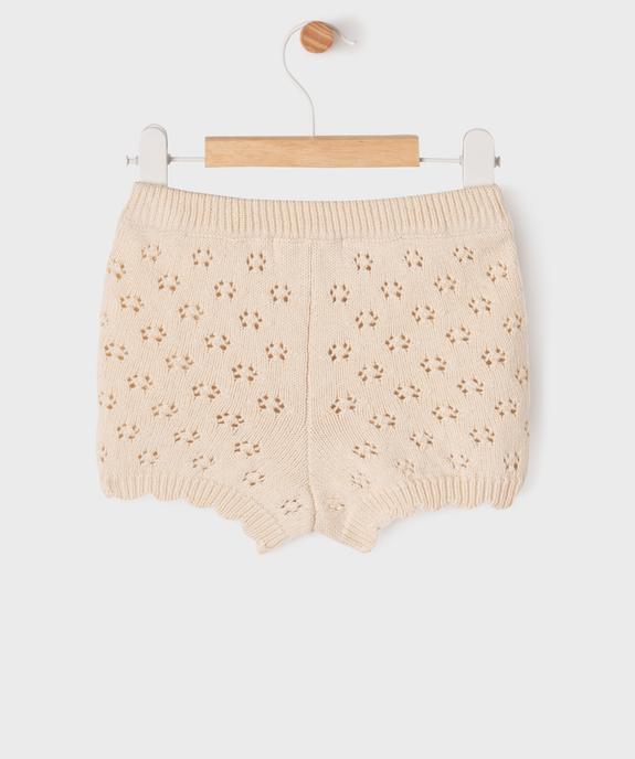 Short en maille ajourée en coton biologique bébé fille vue4 - GEMO 4G BEBE - GEMO
