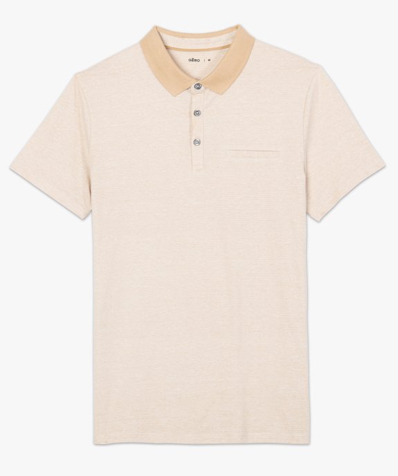Polo homme à fines rayures et manches courtes vue4 - GEMO (HOMME) - GEMO