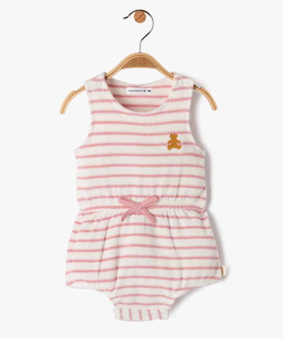 Combishort bébé à bretelles en éponge rayé - LuluCastagnette vue1 - LULUCASTAGNETTE - GEMO