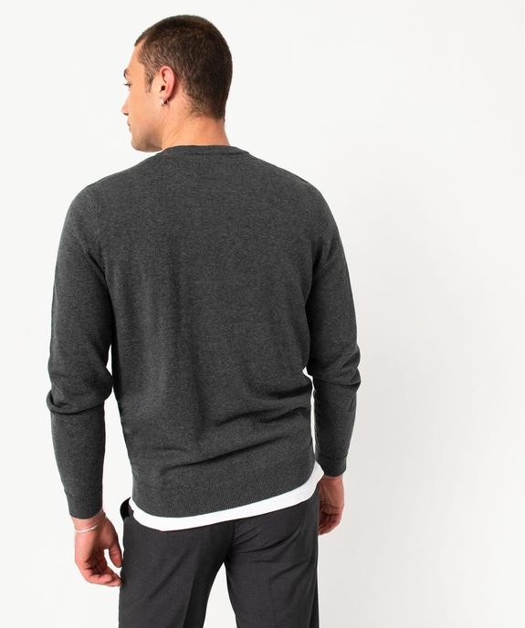 Pull en coton homme avec maille fantaisie sur l’avant vue3 - GEMO (HOMME) - GEMO