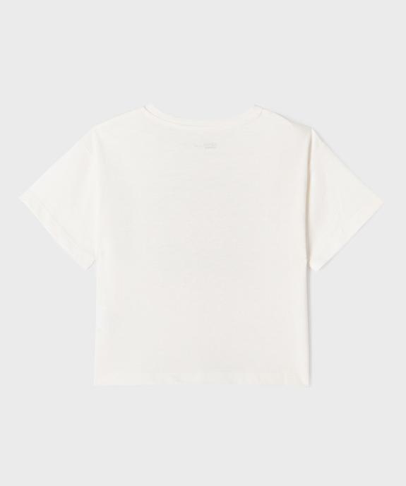 Tee-shirt manches courtes en jersey de coton à motif fille vue3 - GEMO 4G FILLE - GEMO