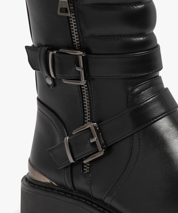 Boots femme mid-cut à col matelassé avec zip et brides fantaisie vue6 - 5 MILES - GEMO