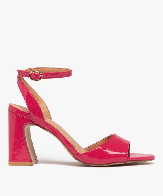 Sandales femme à talon flare vernies et à bride cheville croisée à l'arrière vue1 - GEMO(URBAIN) - GEMO