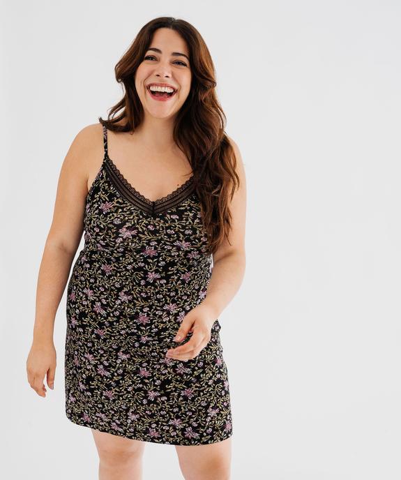 Nuisette à bretelles et col V en dentelle femme grande taille vue2 - GEMO 4G FEMME - GEMO