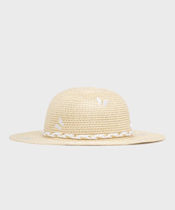 Chapeau de paille à motifs papillons brodés fille vue1 - GEMO (ACCESS) - GEMO