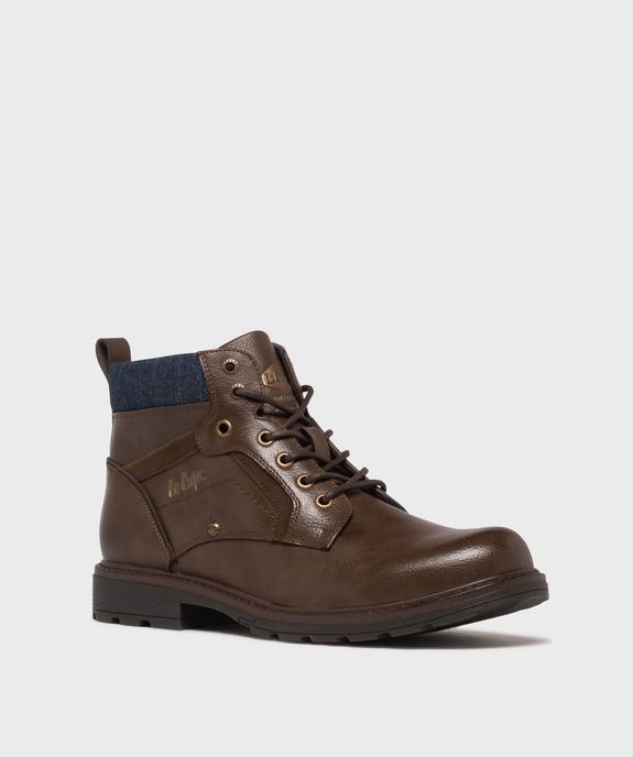 Boots à lacets et zip avec col moelleux en jean  homme - Lee Cooper vue3 - LEE COOPER - GEMO