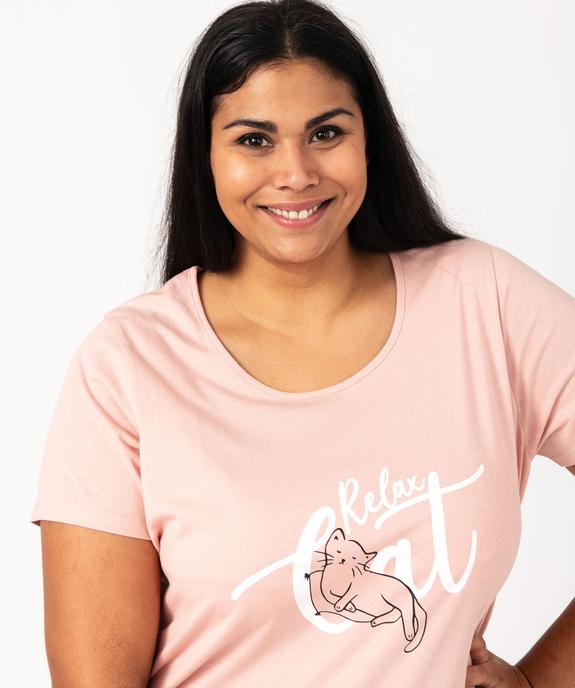 Chemise de nuit à manches courtes avec motifs femme grande taille vue2 - GEMO 4G FEMME - GEMO