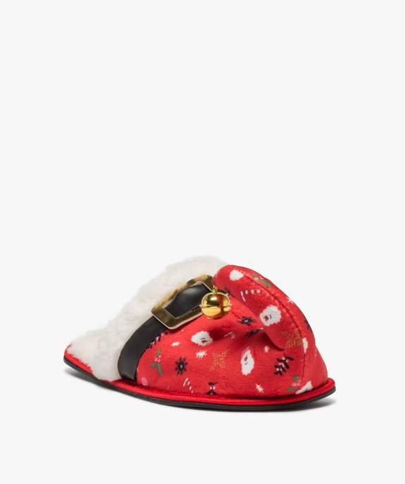 Chaussons femme mules Père Noël avec grelot vue2 - GEMO(HOMWR FEM) - GEMO