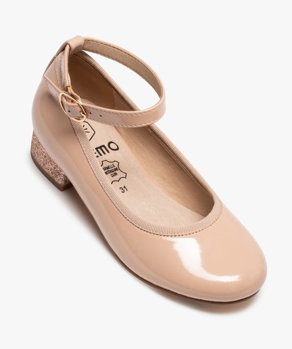 Ballerines fille vernies à talon pailleté et bride de cheville vue5 - GEMO (ENFANT) - GEMO