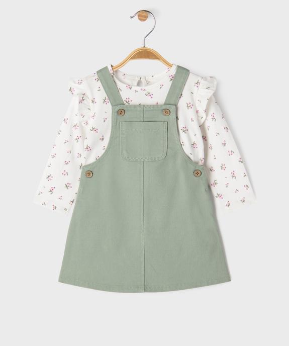 Ensemble 2 pièces bébé fille robe salopette et tee-shirt vue2 - GEMO 4G BEBE - GEMO