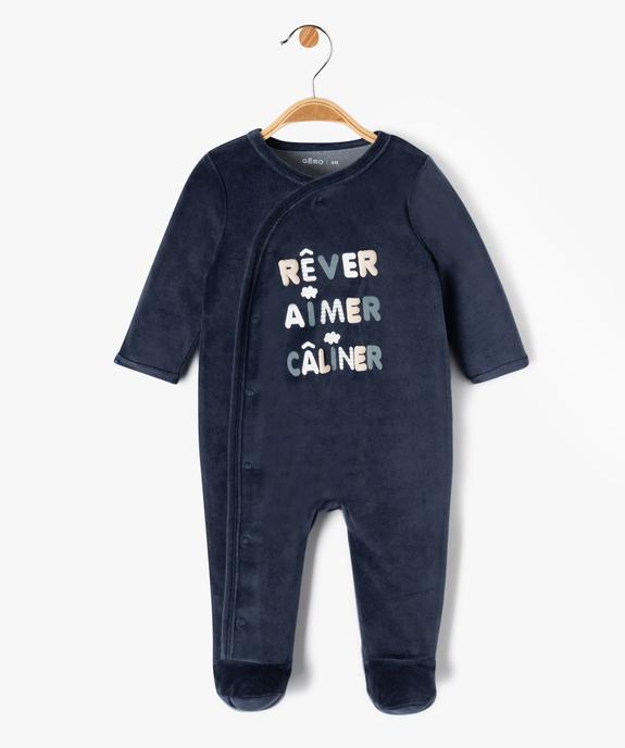 Pyjama en velours imprimé à ouverture devant bébé vue1 - GEMO(BB COUCHE) - GEMO