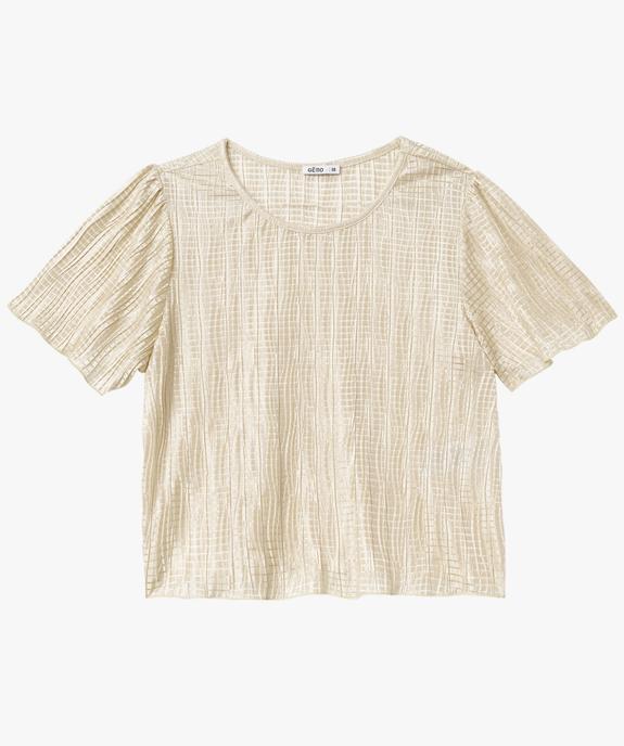Blouse à manches courtes en maille gaufrée scintillante femme vue4 - GEMO(FEMME PAP) - GEMO