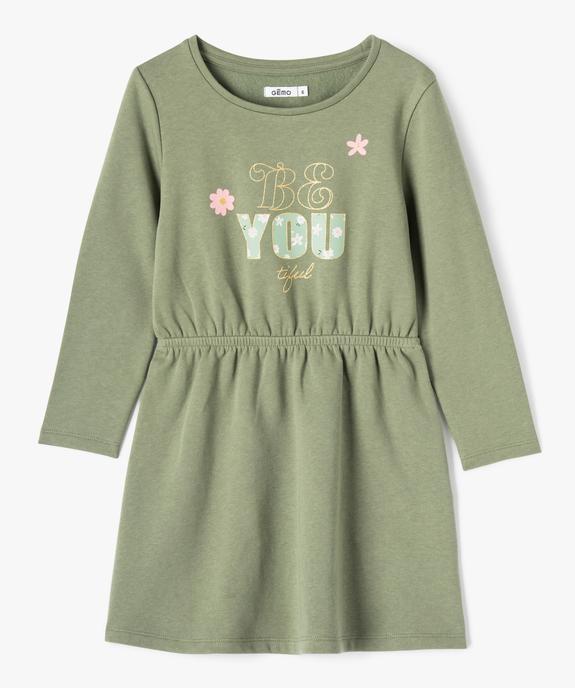 Robe sweat à manches longues avec motif pailleté fille vue1 - GEMO (ENFANT) - GEMO