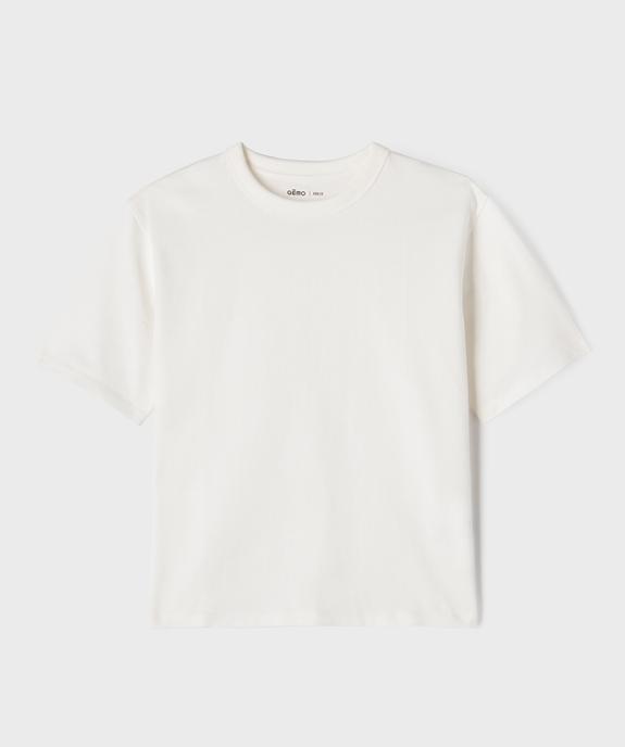 Tee-shirt manches courtes et col rond uni en coton résistant fille vue2 - GEMO 4G FILLE - GEMO
