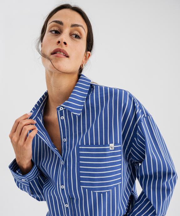 Chemise manches longues en coton rayé femme - LuluCastagnette vue4 - LULUCASTAGNETTE - GEMO
