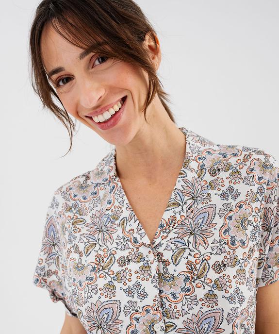 Haut de pyjama forme chemise à manches courtes femme vue4 - GEMO 4G FEMME - GEMO