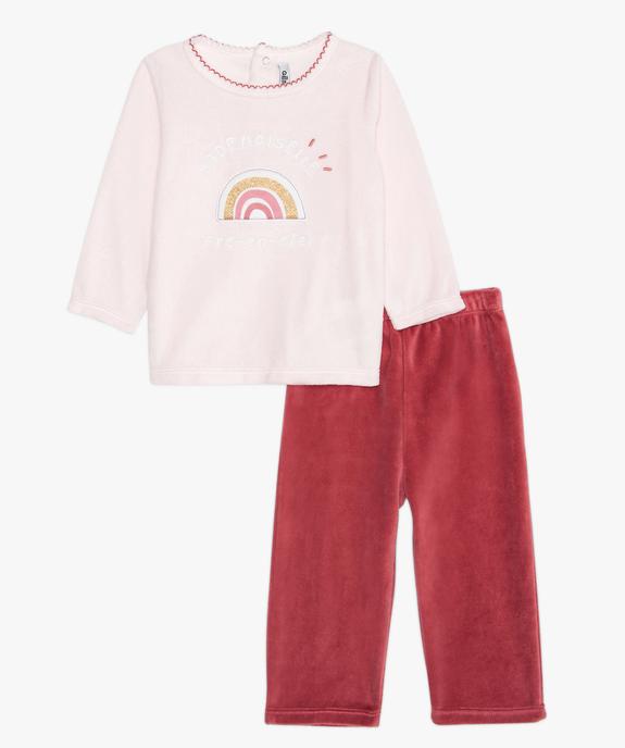 Pyjama bébé fille en velours et motif arc-en-ciel vue1 - GEMO(BB COUCHE) - GEMO