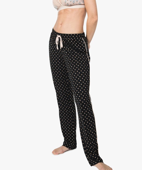 Pantalon de pyjama femme fluide à taille élastiquée et motifs vue1 - GEMO(HOMWR FEM) - GEMO