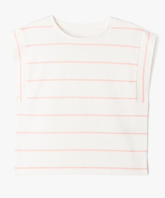 Tee-shirt manches ultra courtes à rayures coupe oversize fille vue1 - GEMO 4G FILLE - GEMO