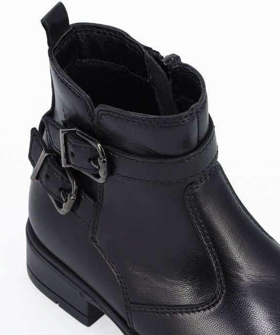 Boots fille unies style cavalière dessus cuir - Tanéo vue6 - TANEO - GEMO