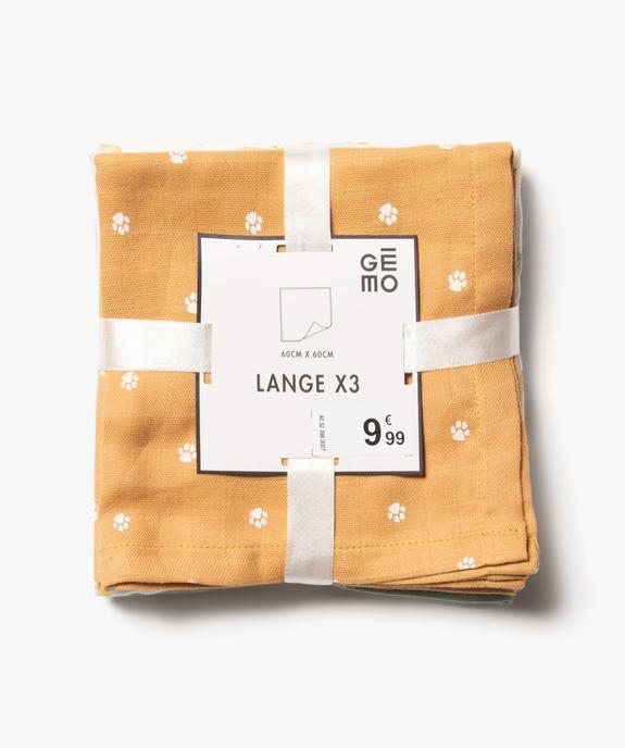 Lange en gaze de coton imprimée (lot de 3) vue3 - GEMO(BB COUCHE) - GEMO