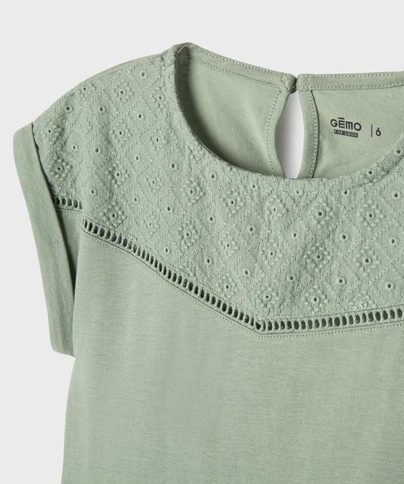 Tee-shirt manches courtes avec détails brodés fille vue2 - GEMO 4G FILLE - GEMO
