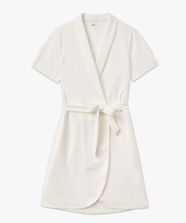 Robe midi portefeuille femme manches longues motifs géométriques
